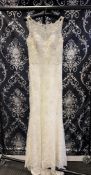 1 x LUSAN MANDONGUS 'Paris' Elegant Lace And Chiffon Biased Cut Designer Wedding Dress RRP £2,250