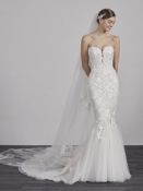 1 x PRONOVIAS 'Erailia' Stunning Strapless Fishtail Designer Wedding Dress RRP £2,200 UK 12