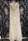 1 x LUSAN MANDONGUS 'Valna' Gorgeous Strapless Lace & Chiffon Designer Wedding Dress RRP £2,230 UK10