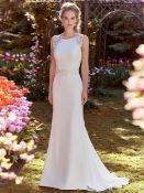 1 x REBECCA INGRAM High Neck Biased Cut Lace & Silk Crepe Designer Wedding Dress RRP £1,200 UK 10