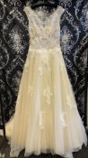 1 x ATELIER LYANNA Elegant Lace And Chiffon Empire Designer Wedding Dress Bridal RRP £1,800 UK12
