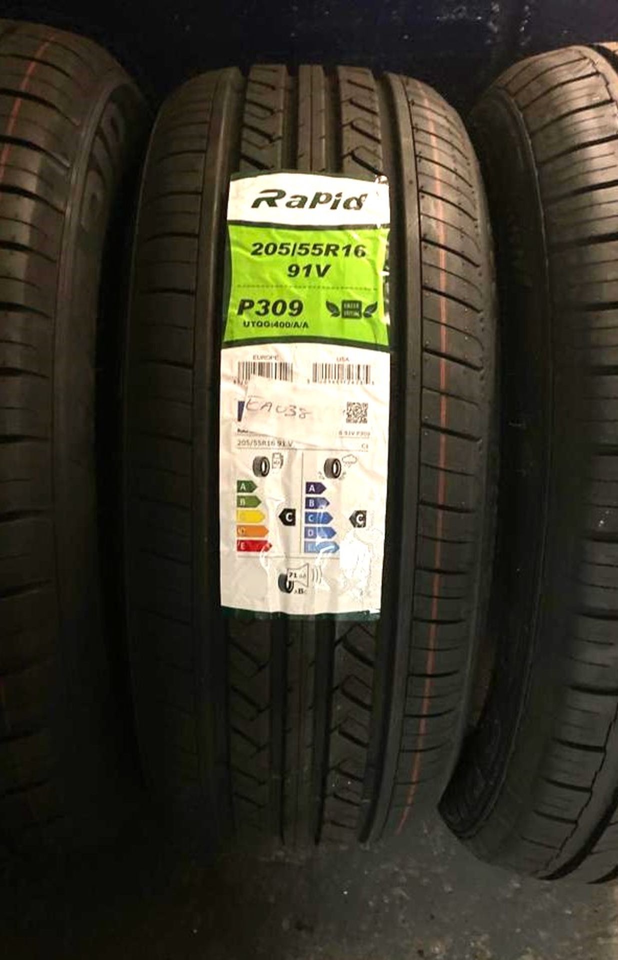 1 x Rapid P309 Motor Vehicle Car Tyre - Size: 205/55R 16 91V - New and Unused