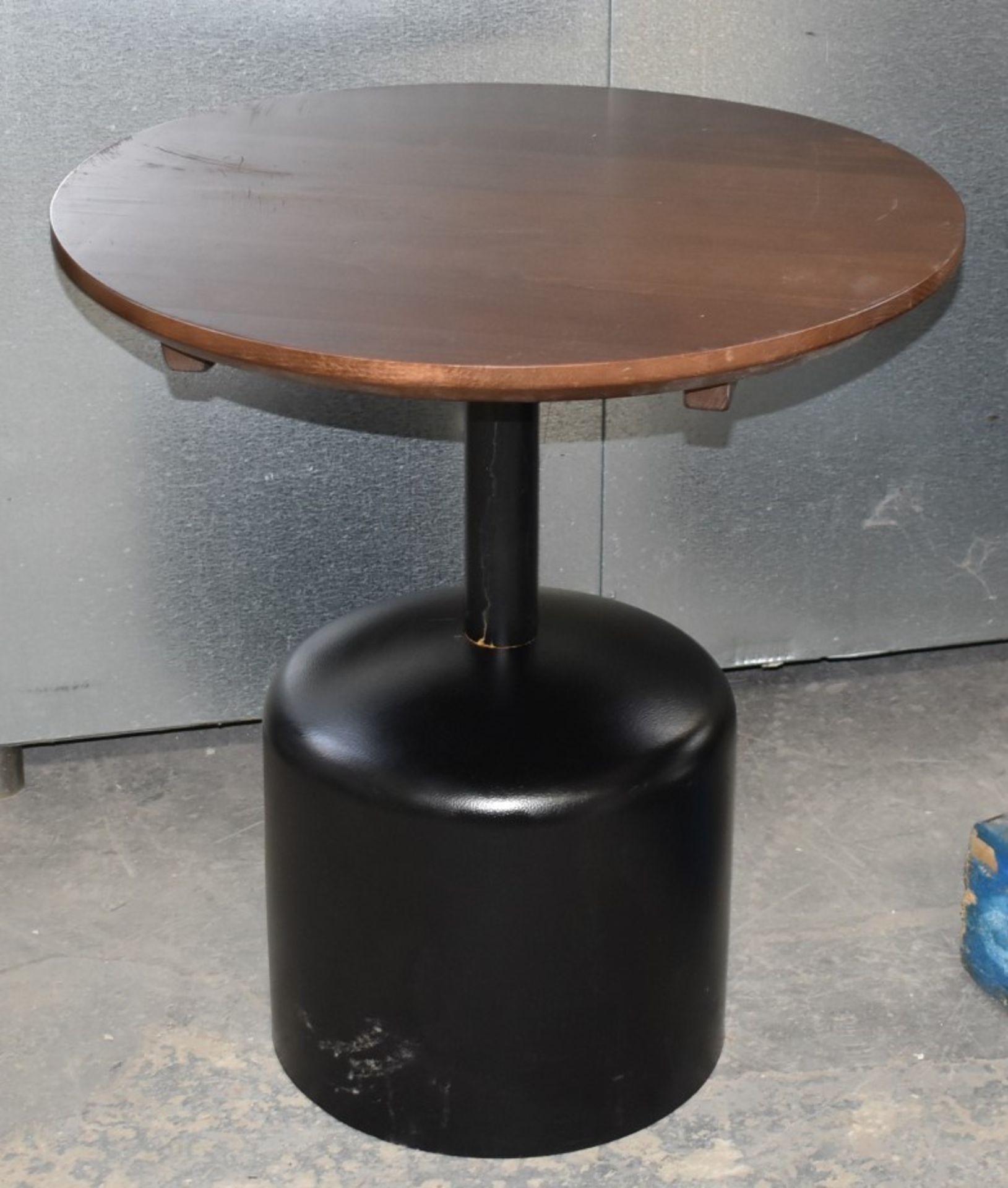 14 x Commercial Restaurant Tables Features Large Black Pedestals and Dark Stained Wooden Tops - Image 13 of 23