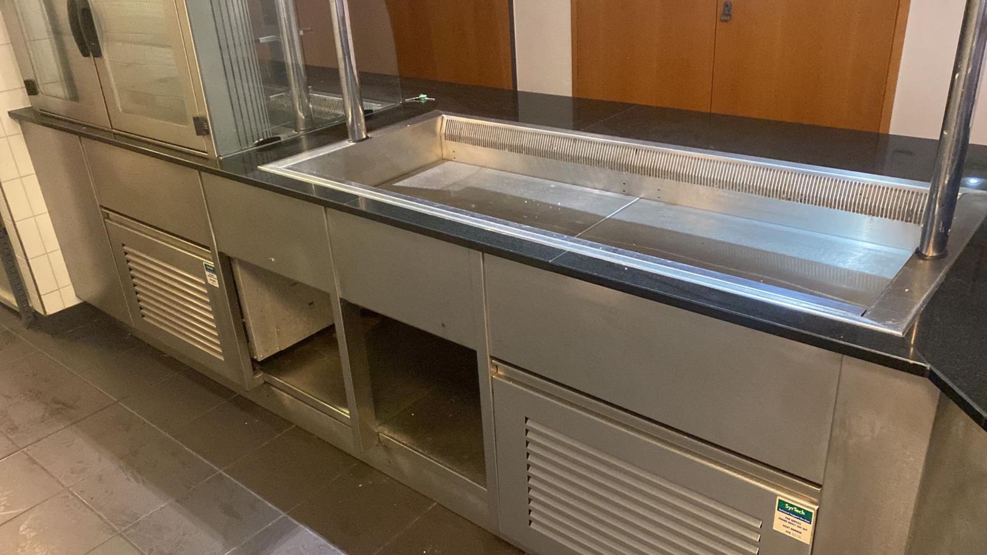 1 x Canteen Servery With Black Stone Work Surfaces and Drop in Heated / Chilled Appliances - Image 19 of 25
