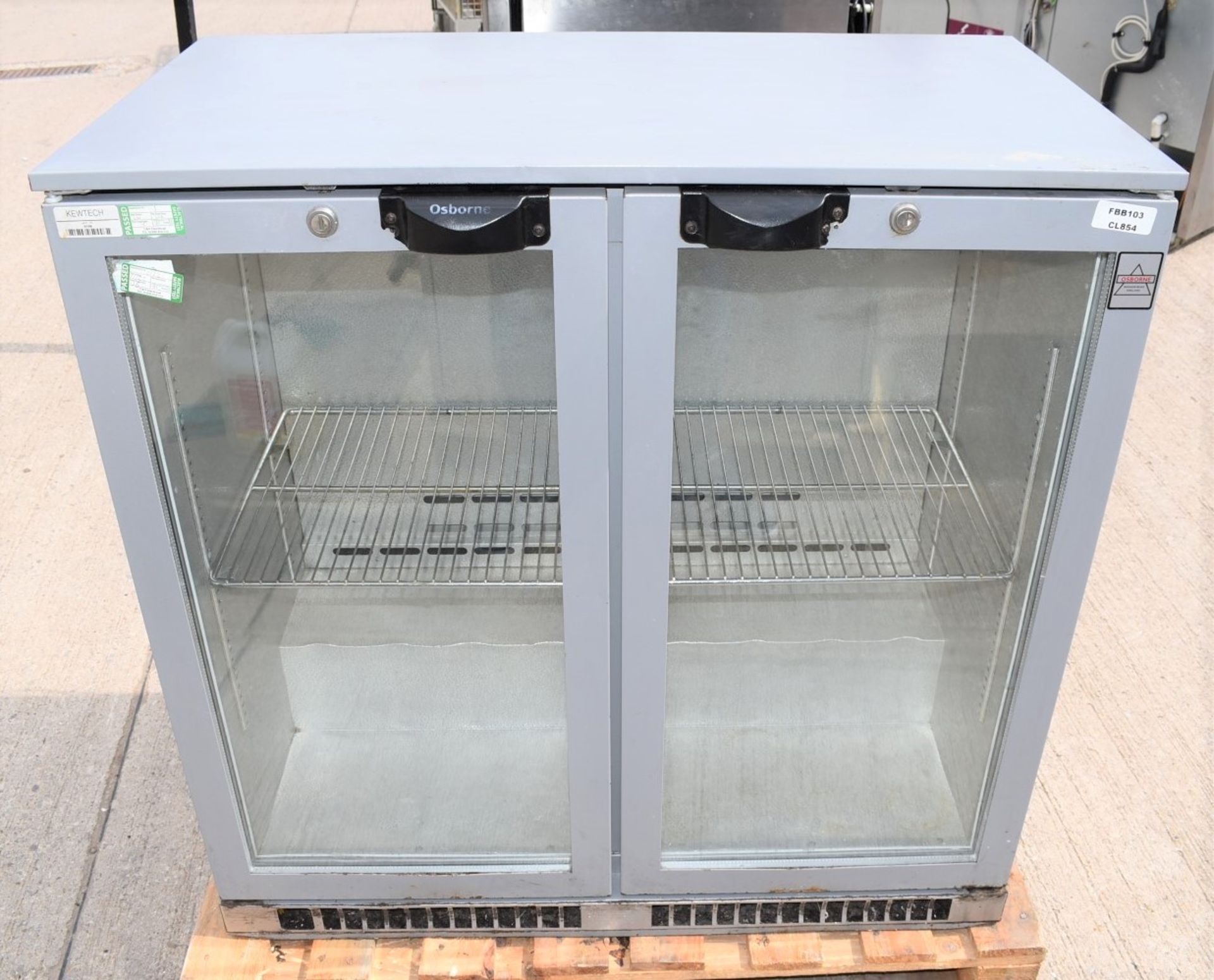 1 x Osborne Two Door Backbar Bottle Fridge - Model 2500 - Silver Exterior Finish - 240v