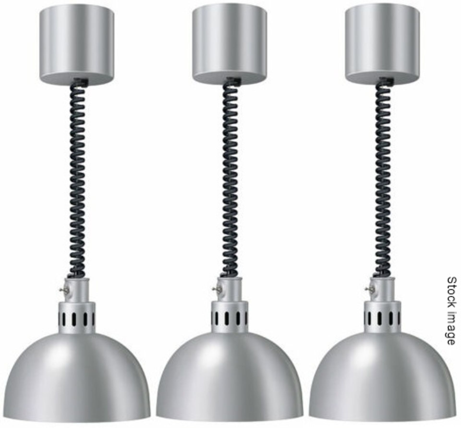 3 x HATCO Individual Commercial Restaurant Food Warming Heat Lamps In Chrome - Original RRP £1,800