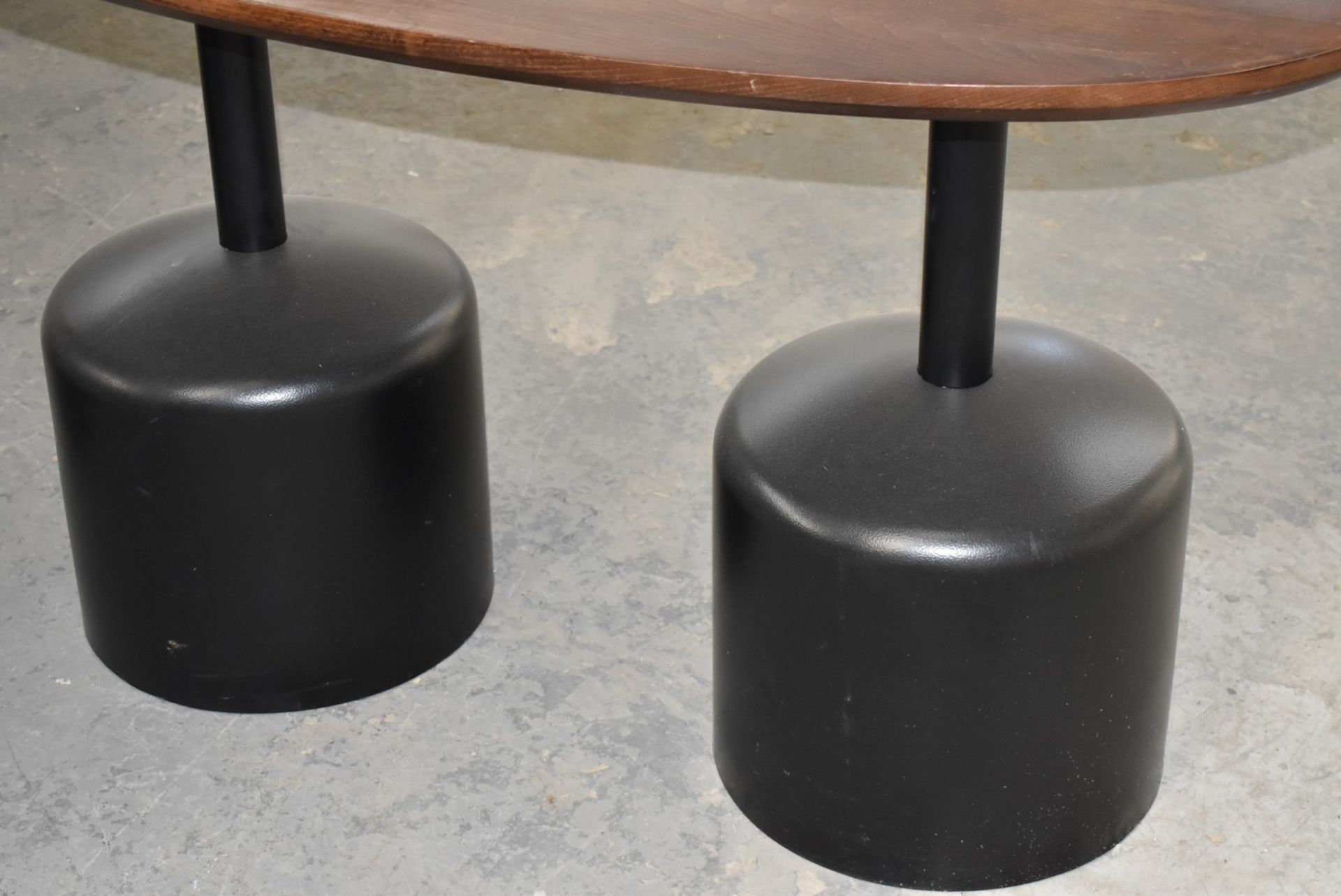 14 x Commercial Restaurant Tables Features Large Black Pedestals and Dark Stained Wooden Tops - Image 6 of 23