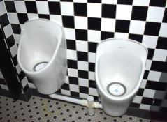 4 x Armitage Shanks Ceramic Urinals With Wall Divider and Flacon Velocity Cartridges - Recently