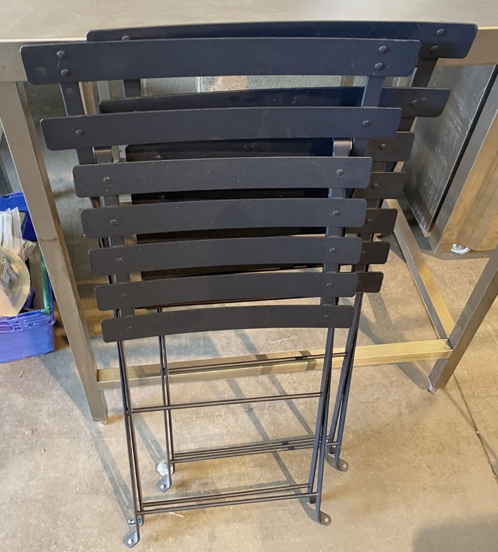 2 x Navy Metal Tables & 4 Matching Folding Chairs - Table Approx 71x71Cm - Image 3 of 8