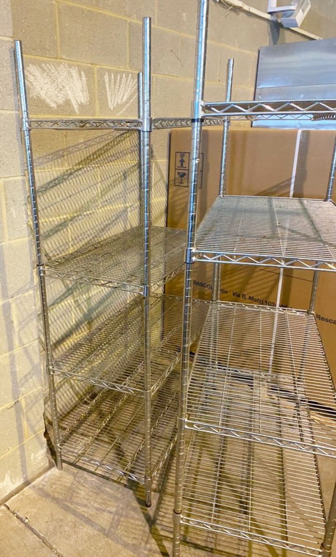 2 x Four Tier Wire Storage Shelves For Commercial Kitchens