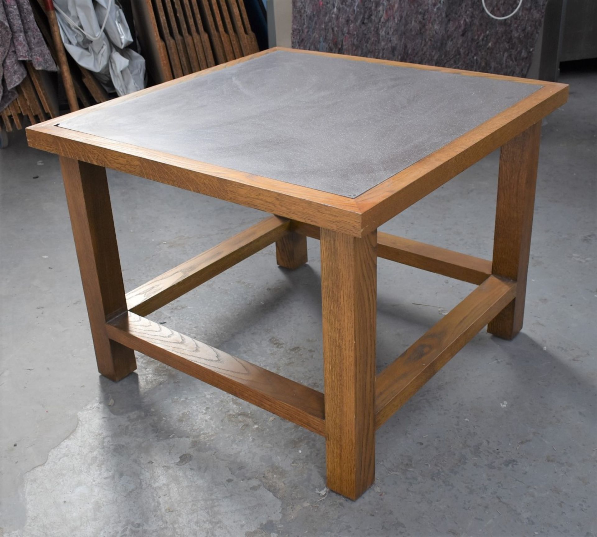 1 x Solid Oak Table With a Stone Insert Top - H77 x W100 x D100 cms