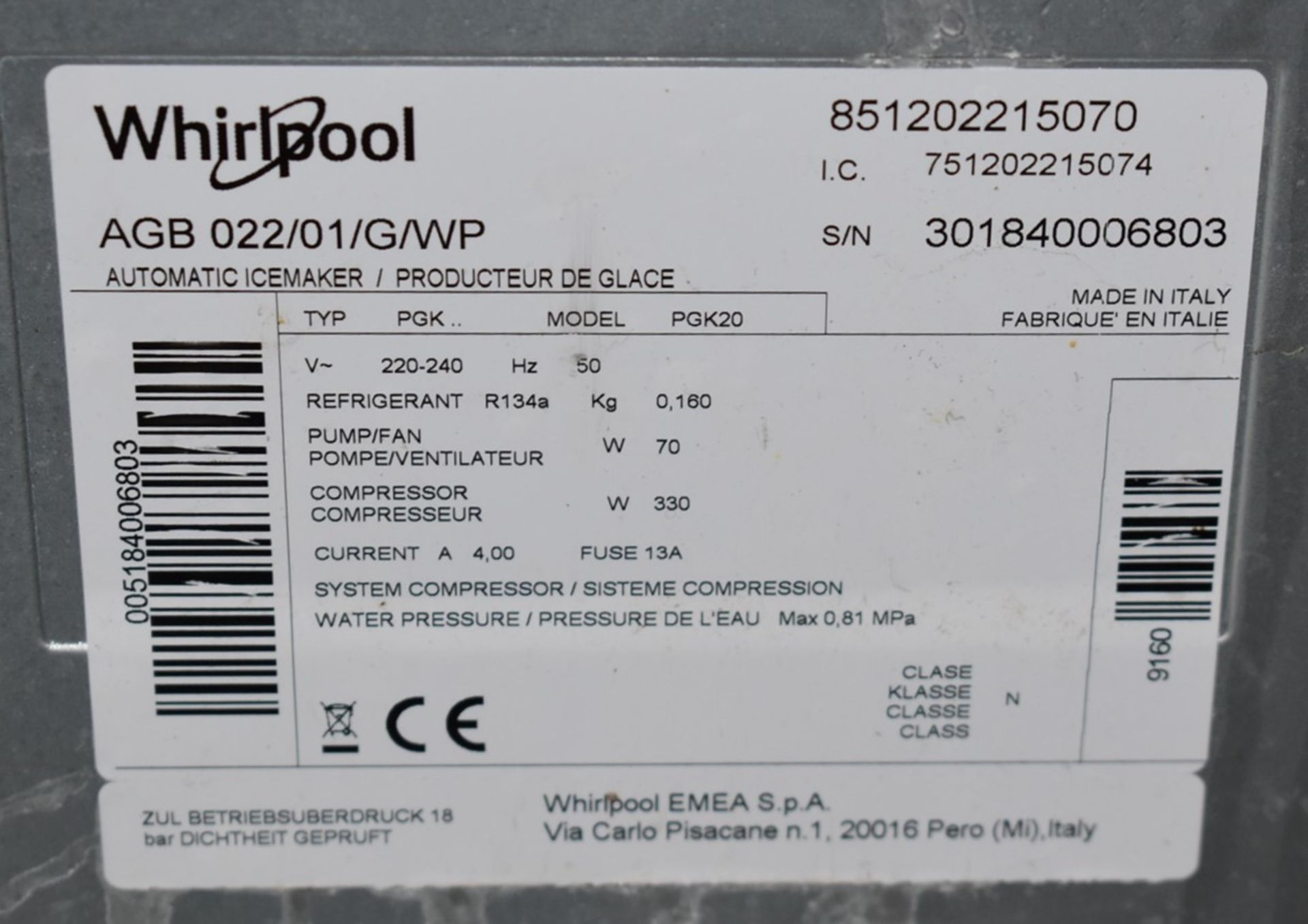 1 x Whirlpool AGP 022 Automatic Countertop Ice Maker - 240v - Image 8 of 9