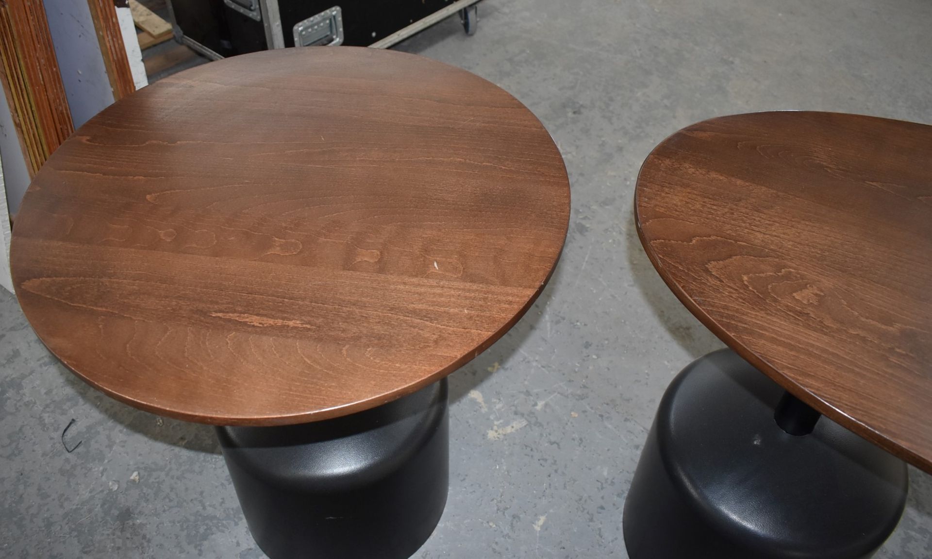 14 x Commercial Restaurant Tables Features Large Black Pedestals and Dark Stained Wooden Tops - Image 8 of 23