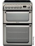 1 x Hotpoint HUI611X Electric Cooker With Double Oven, Four Burner Hob and Stainless Steel Finish
