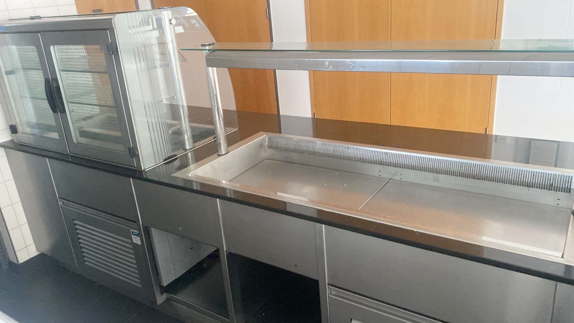 1 x Canteen Servery With Black Stone Work Surfaces and Drop in Heated / Chilled Appliances - Image 23 of 25