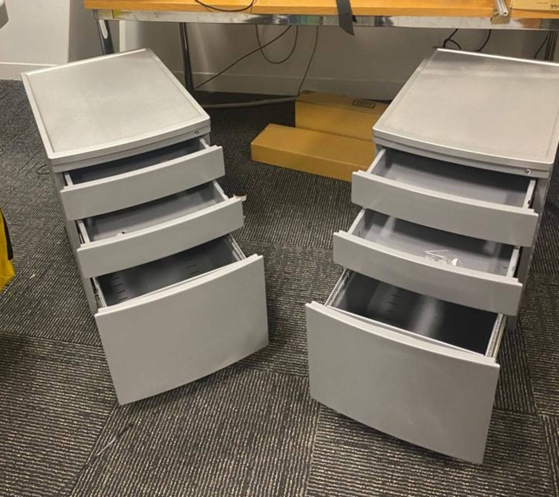 2 x Office Pedestal With Three Drawers and a Light Grey Finish - Ref: X211 - CL842 - Location: