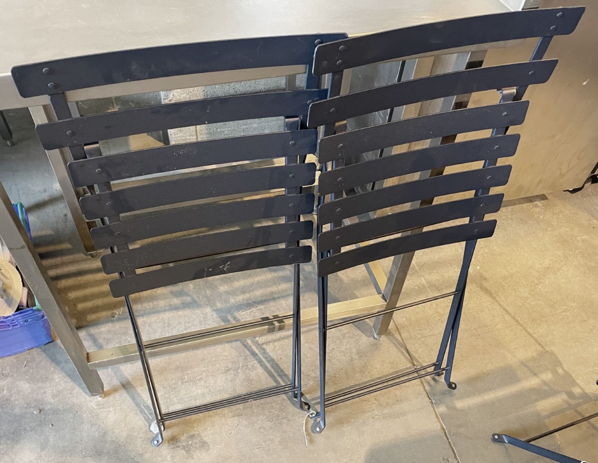 2 x Navy Metal Tables & 4 Matching Folding Chairs - Table Approx 71x71Cm - Image 8 of 8