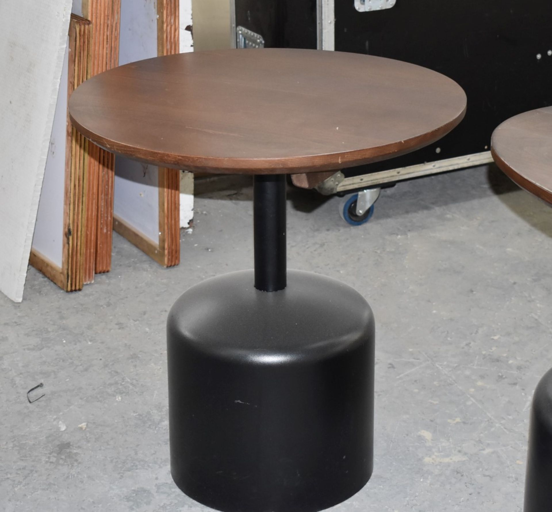14 x Commercial Restaurant Tables Features Large Black Pedestals and Dark Stained Wooden Tops - Image 5 of 23