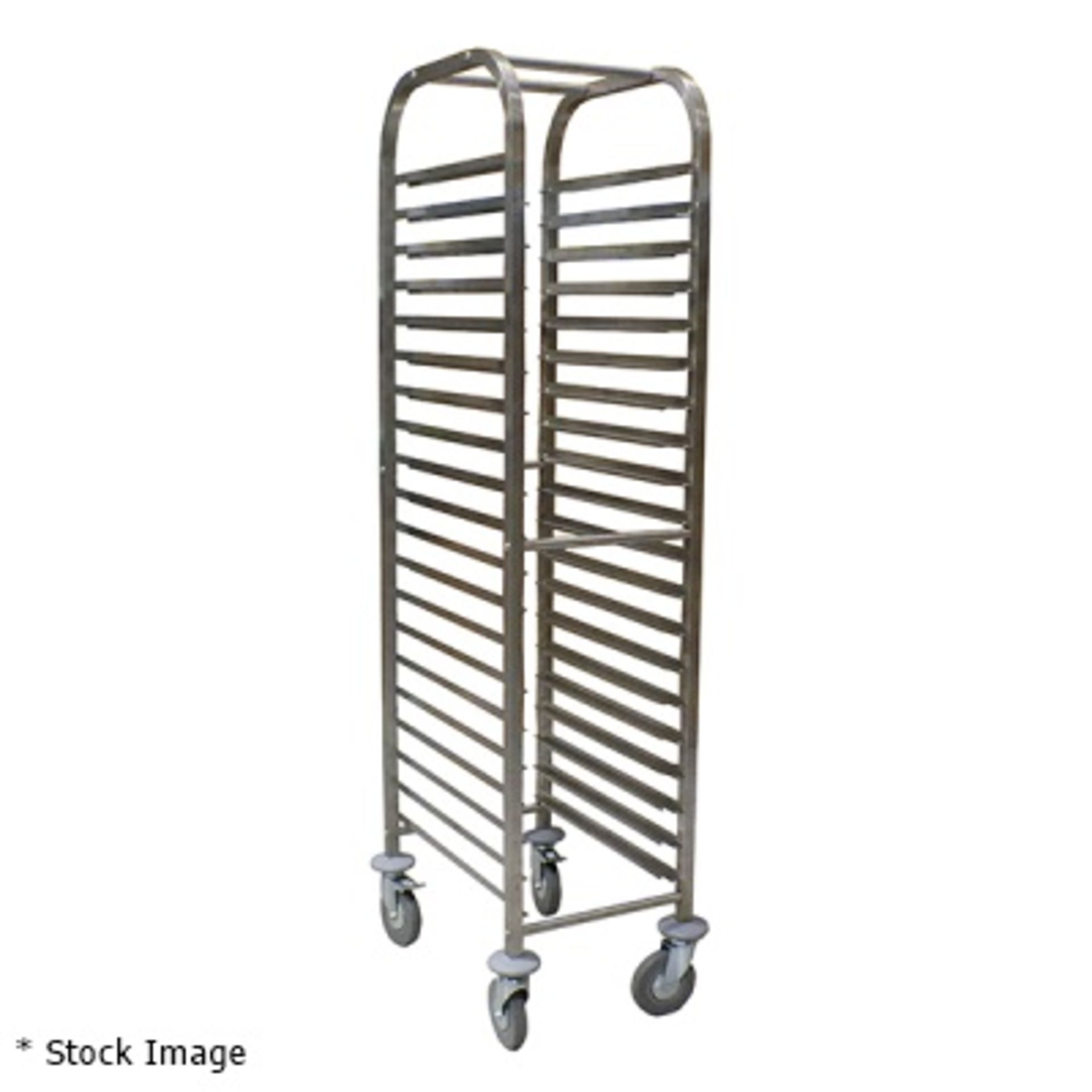 1 x Stainless Steel Tray Pan Racking Trolley - Image 2 of 3