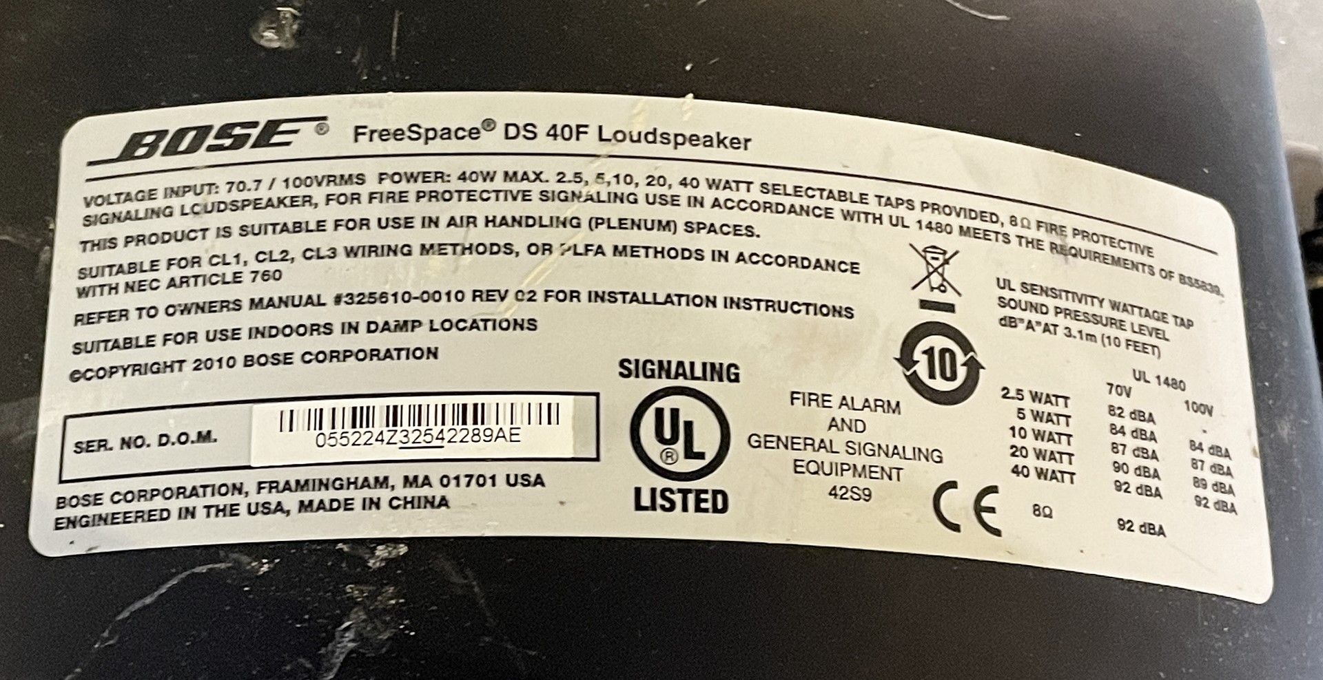 1 x BOSE Freesspace DS405F Loudspeaker Ceiling Mounted Single Speaker - Location: Essex RM19 - Image 4 of 5