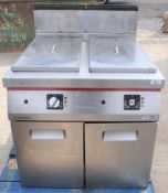 1 x Angelo Po Twin Tank Gas Fryer With Baskets - AISI 304 Stainless Steel Finish - Latest Design
