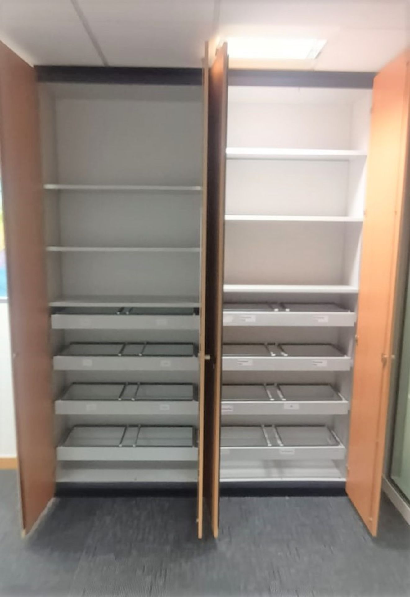 1 x Four Door Office Storage Caninet With Internal Shelves and Pull Out File Organisers - Ref: TV508 - Image 2 of 2
