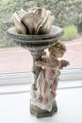 2 x Vintage French Porcelain Cherub Candle Holders