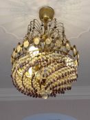 1 x REAL CRYSTAL Gemstone Gold Metal Pendant Ceiling Light