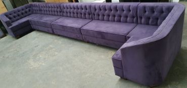 5.2-Metres Of Commercial Sofa Seating, Upholstered In A Premium Purple Fabric - Ref: G/IT - CL815