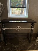 1 x Designer Glass And Metal Side Tables Wall Hung With Silver Detail