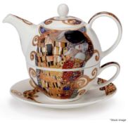 1 x DUNOON 'Belle Epoque' Klimt Inspired Fine Bone China Teapot, Cup & Saucer Set *See Condition*