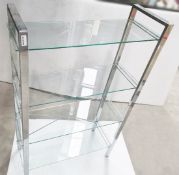 1 x Chrome Shelving Unit With Glass Shelves - Recently Relocated From An Exclusive Property