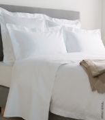 1 x HARRODS OF LONDON 'Cadogan' Luxury King Size Fitted Sheet (275cm x 275cm) - Pure Cotton Percale,