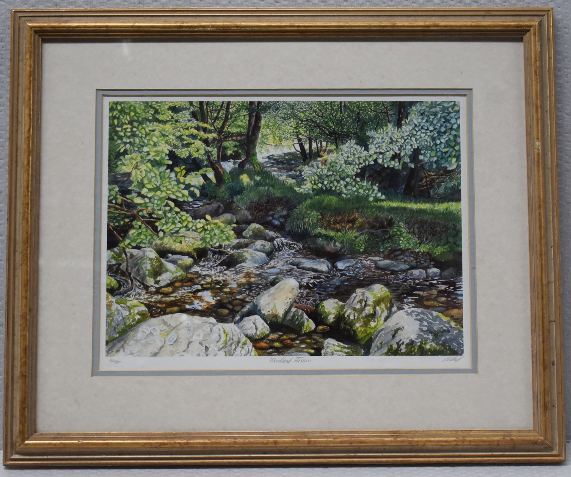 1 x LIMITED EDITION Framed Print By Artist M.Wood, 'Woodland Stream'