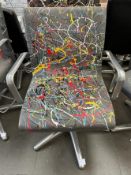 1 x REM Leather Stylist Chair Featuring Especially Commissioned Abstract Paintwork By A Renowned