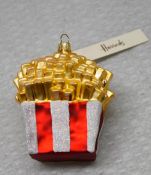 1 x HARRODS OF LONDON 'French Fries' Artisan Hand-painted, Mouth-blown Glass Christmas Decoration,