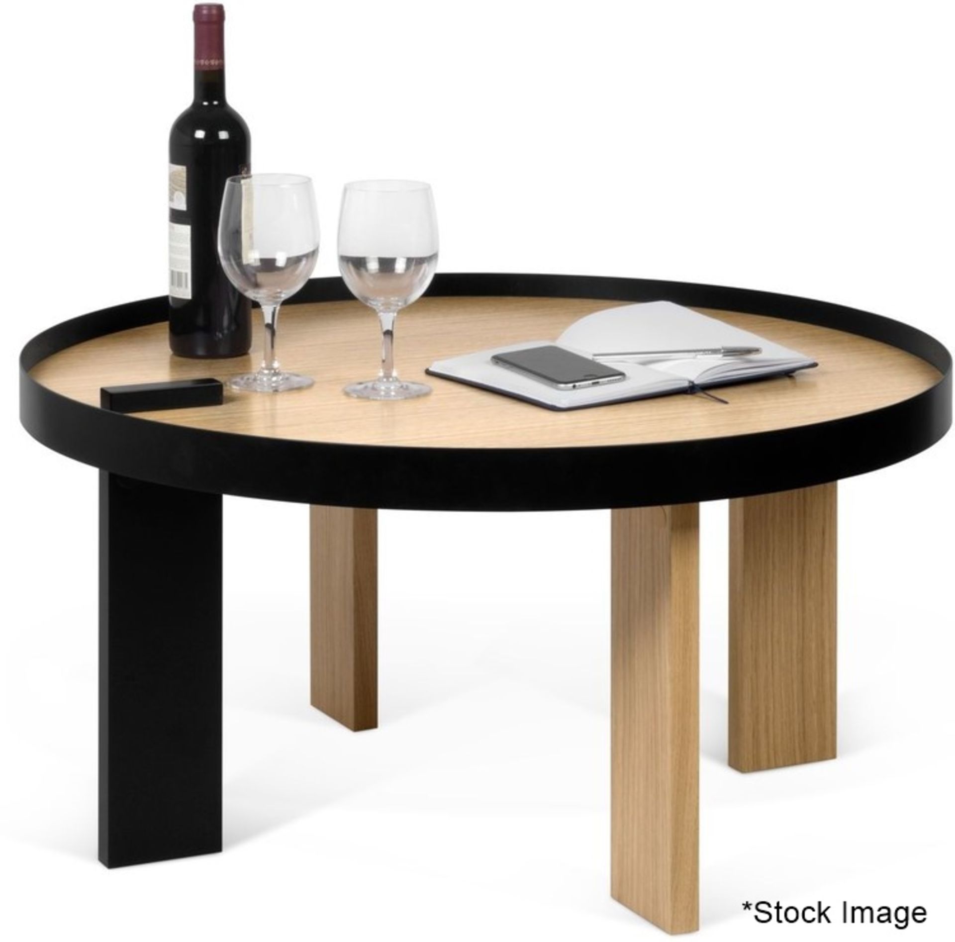 1 x TEMA HOME 'Bruno' Rodolphe Castellani Designed Coffee Table In Oak Veneer & Black Metal - Image 4 of 6