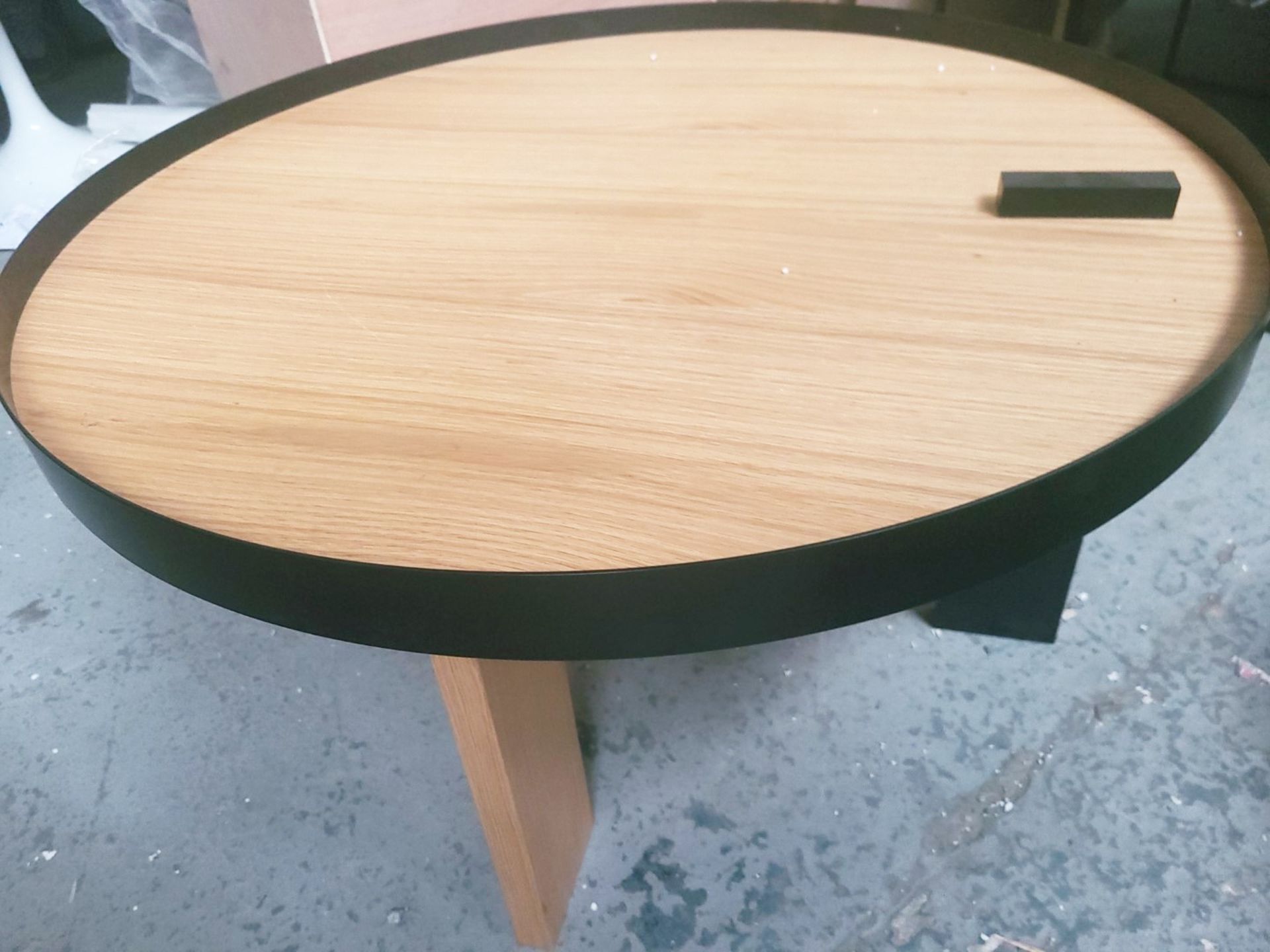1 x TEMA HOME 'Bruno' Rodolphe Castellani Designed Coffee Table In Oak Veneer & Black Metal - Image 3 of 6