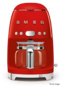 1 x SMEG Drip Retro-Style Filter Coffee Machine In Red, With Reuseable Filter And Digital