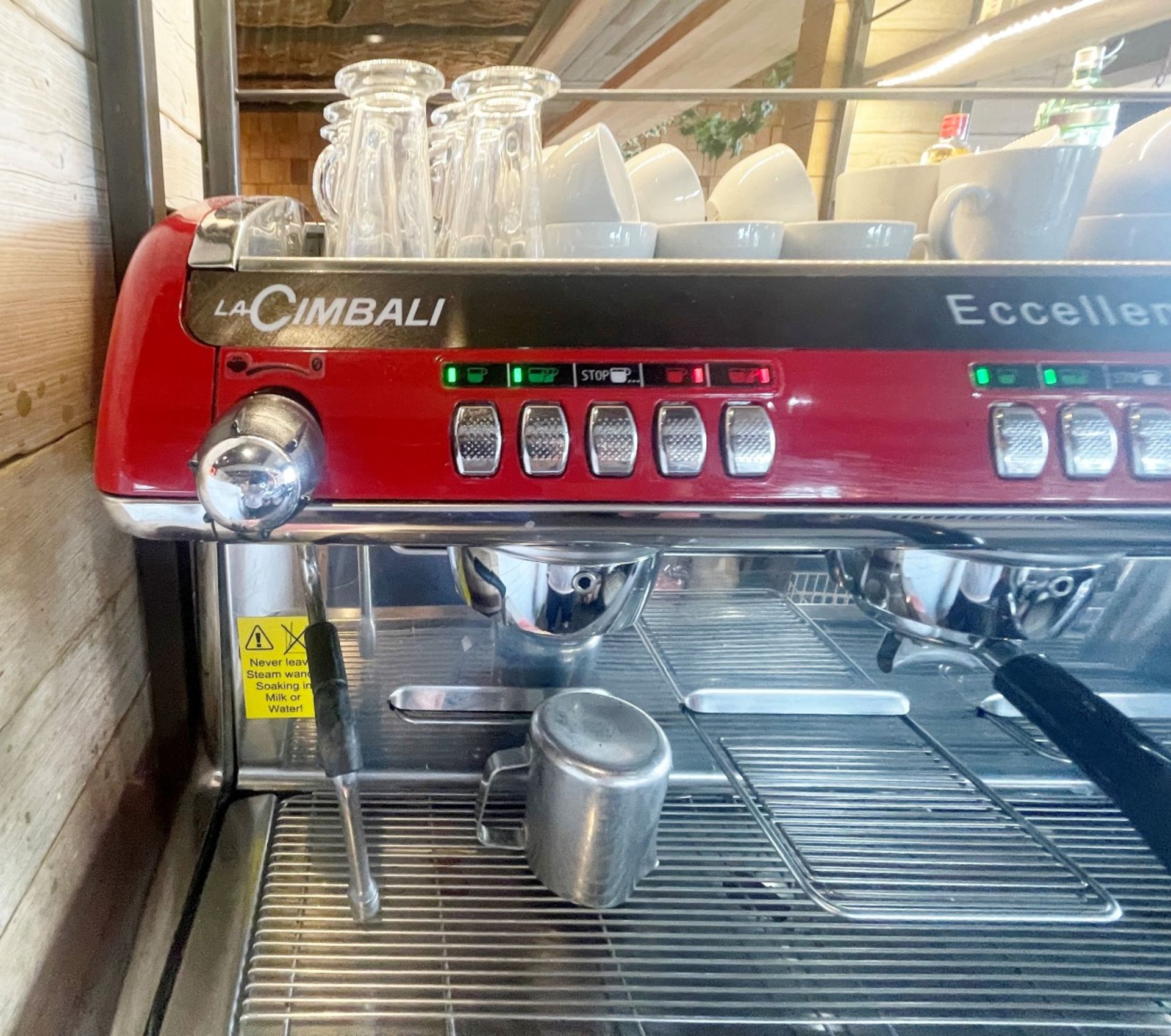 1 x La Cimbali M39 Dosatron 3 Group Automatic Commercial Espresso Coffee Machine in Vibrant Red - Image 8 of 9