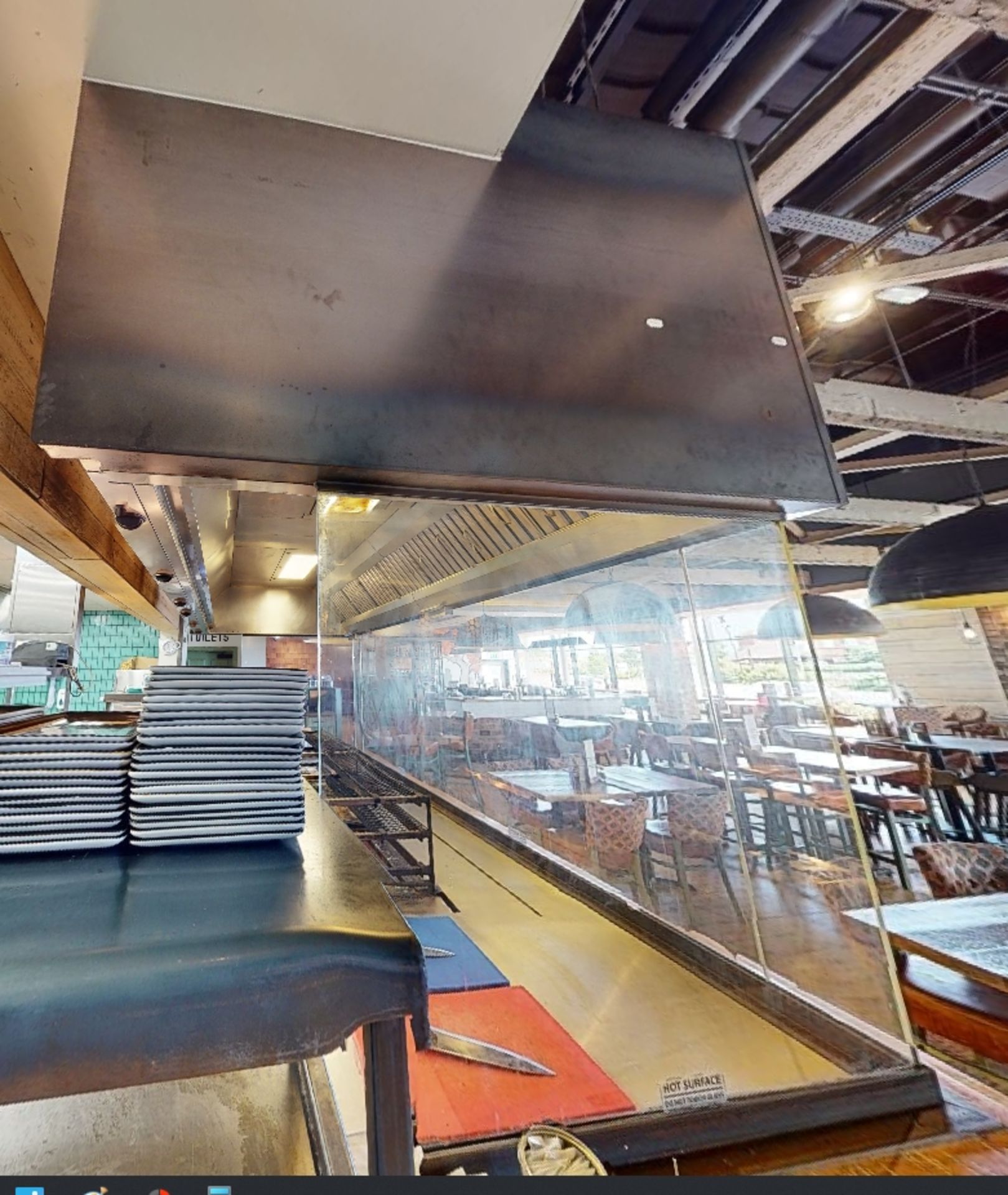 1 x Front of House Restaurant Cooking Station Featuring Overhead Extraction Unit With Meat, Fire, - Image 10 of 12