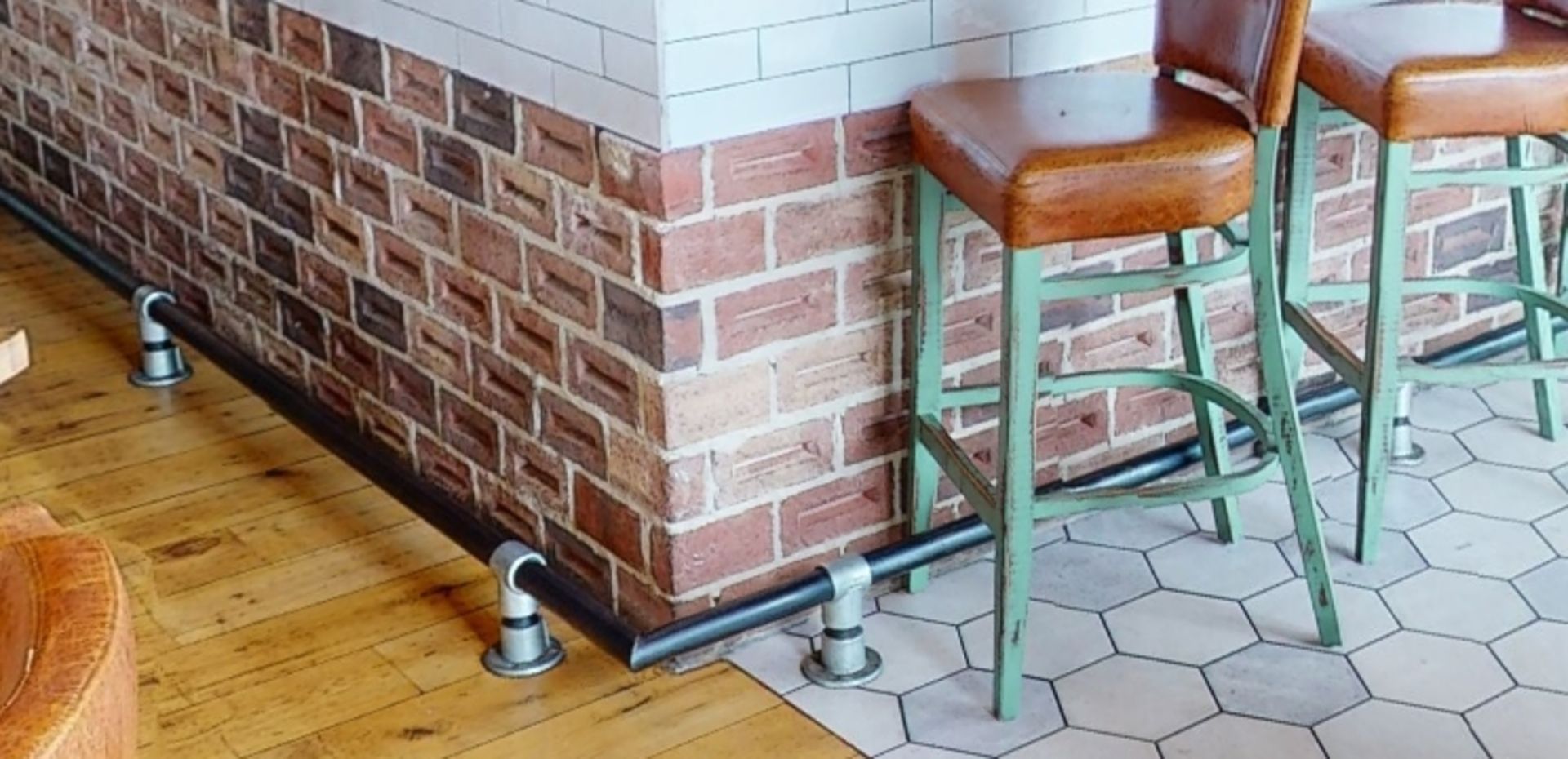 1 x Industrial Style Bar Footrest With L Shaped Pipe and Steel Pipe Fitting Brackets - L660 x W360cm - Image 2 of 4