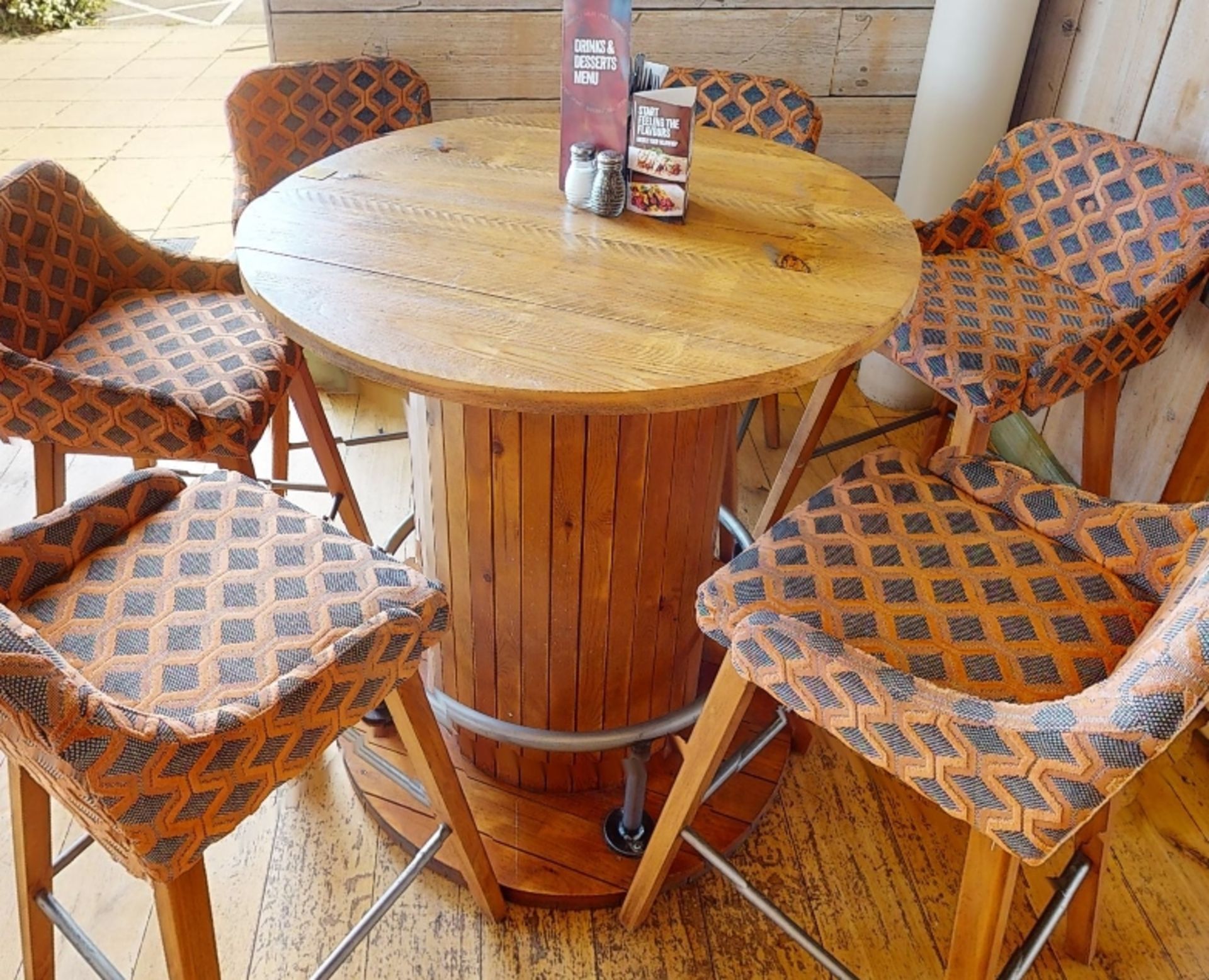 1 x Industrial Cable Drum Poser Bar Table With Foot Rest - Excellent Craftsmanship - Dimensions: H x - Image 7 of 7