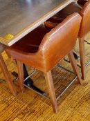 4 x Counter Height Commercial Restaurant Stools Featuring Padded Seats With Sloping Armrests, Tan
