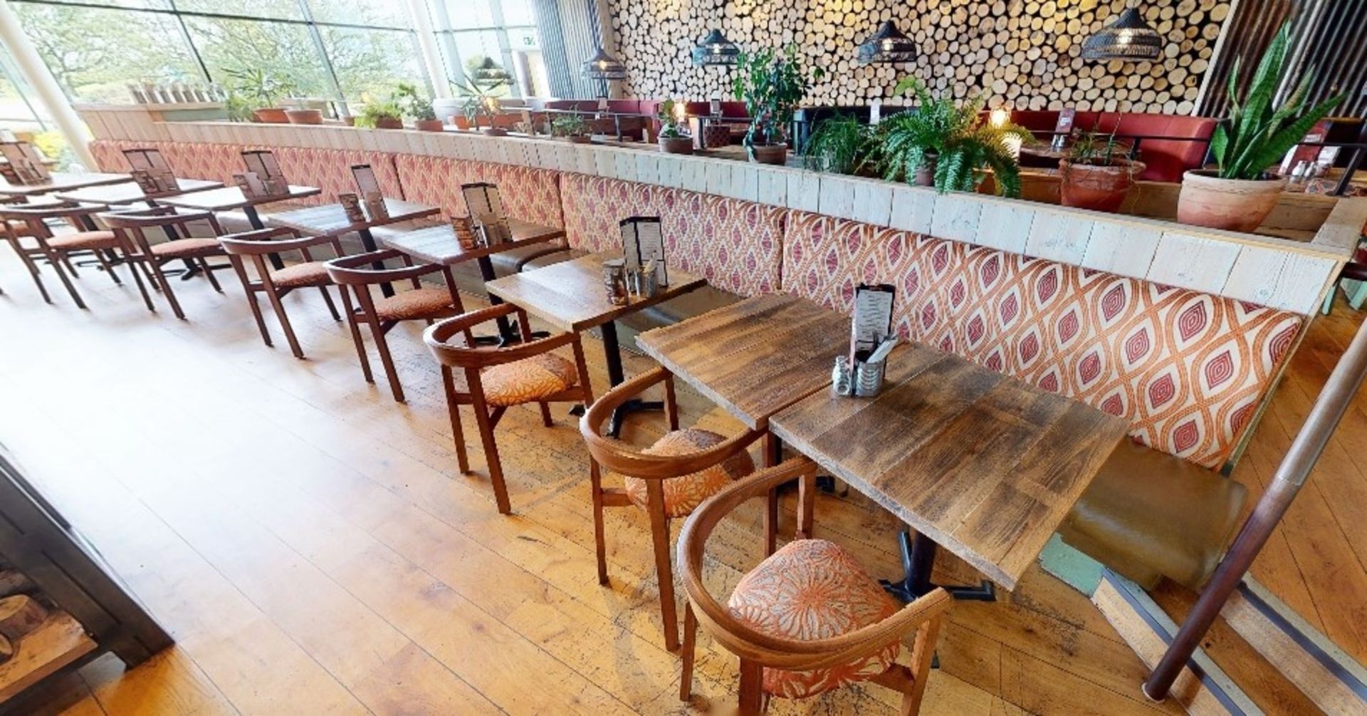 1 x Commercial Restaurant Seating Bench Featuring Brown Leather Cushioned Seats and Hard Wearing - Image 2 of 7