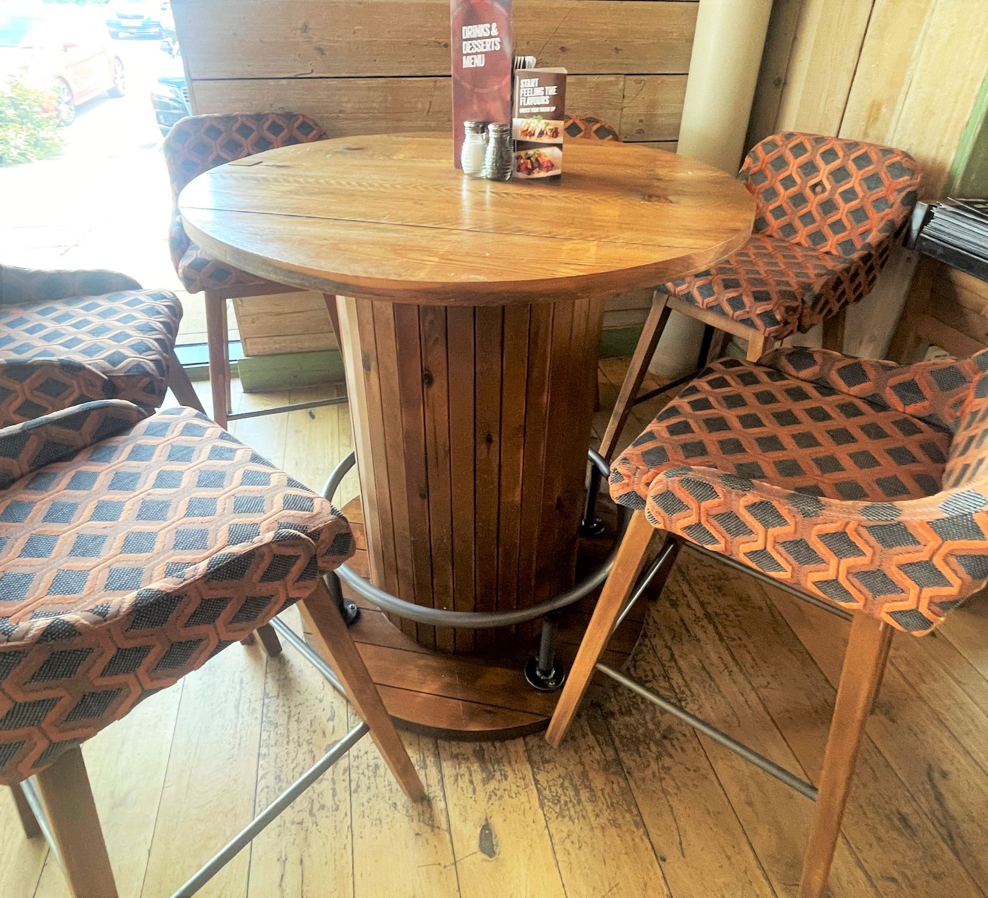 1 x Industrial Cable Drum Poser Bar Table With Foot Rest - Excellent Craftsmanship - Dimensions: H x - Image 2 of 7