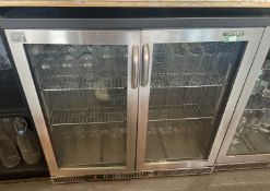 1 x Gamko Double Door Backbar Bottle Cooler - 250Ltr With Stainless Steel Finish - Approx RRP £1,900
