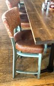 4 x Commercial Restaurant Stools Featuring Tan Leather Seats, Upholstered Back Rests and