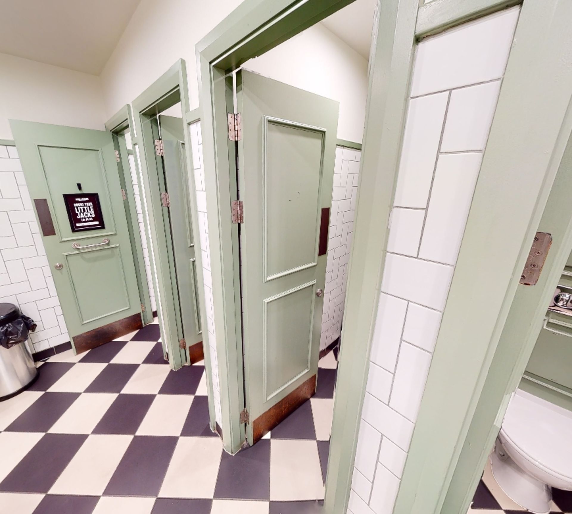5 x Internal Toilet Cubicle Doors in Pistachio Green - Includes Locks, Hinges, Kick Plates & Handles