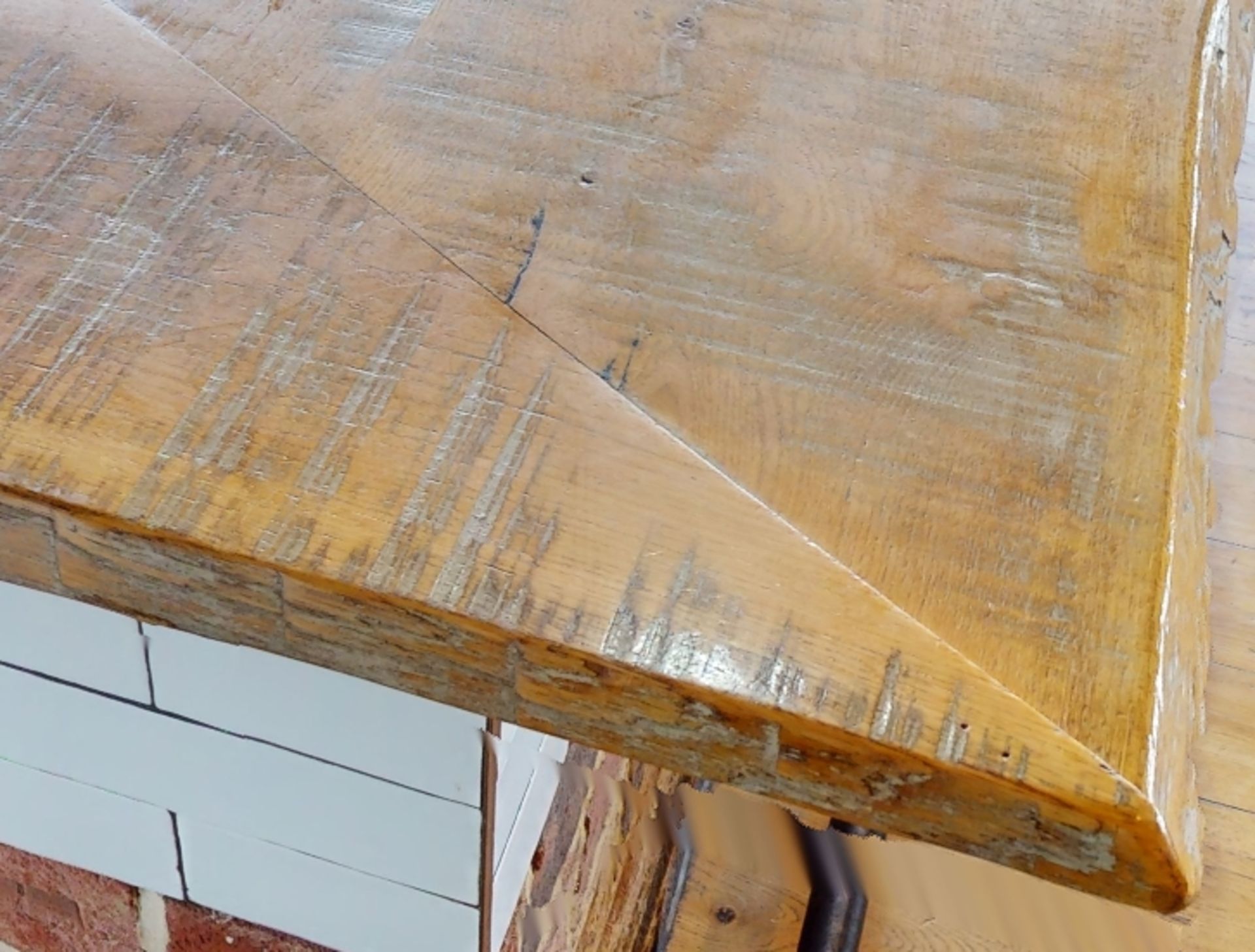 1 x Rustic Knotty Oak L Shaped Bar Top With an Earthy Finish and Live Edge - Approx 22ft in Legth! - Image 9 of 16